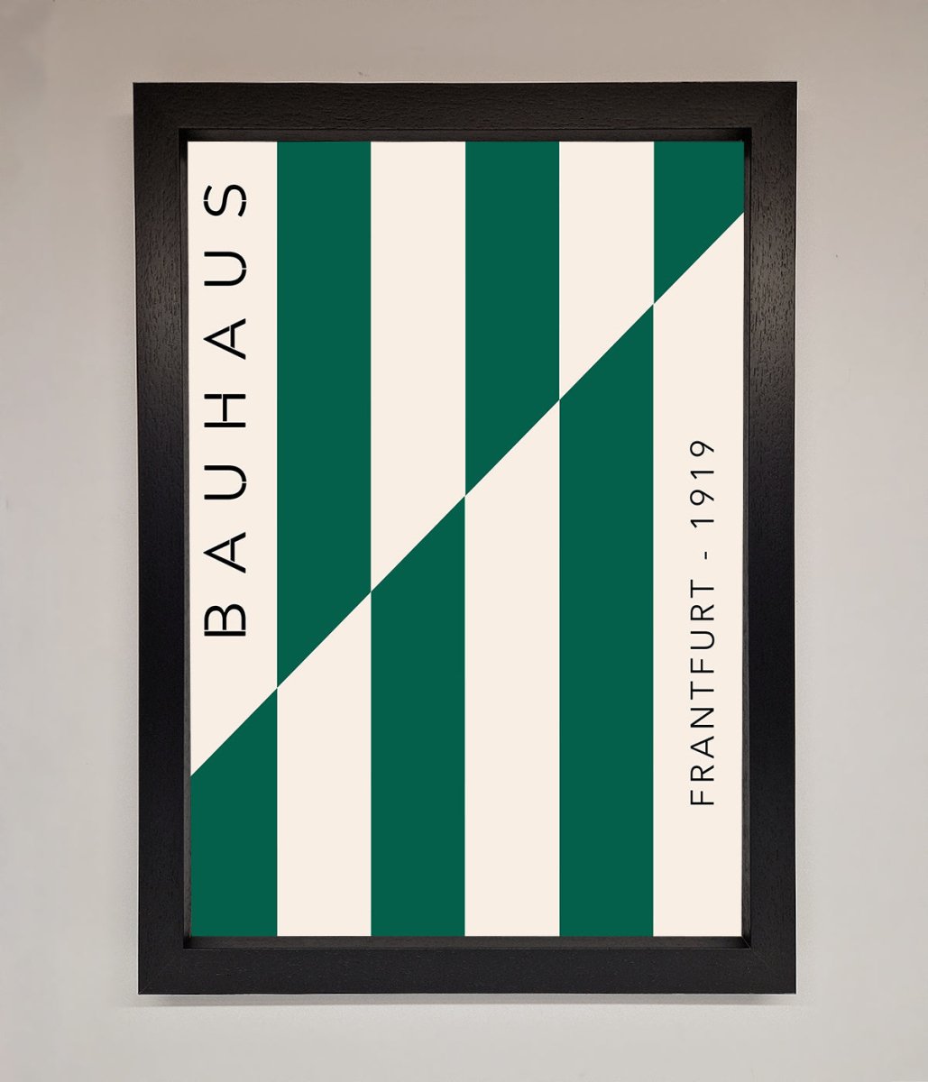 Bauhaus Green and White Framed Print