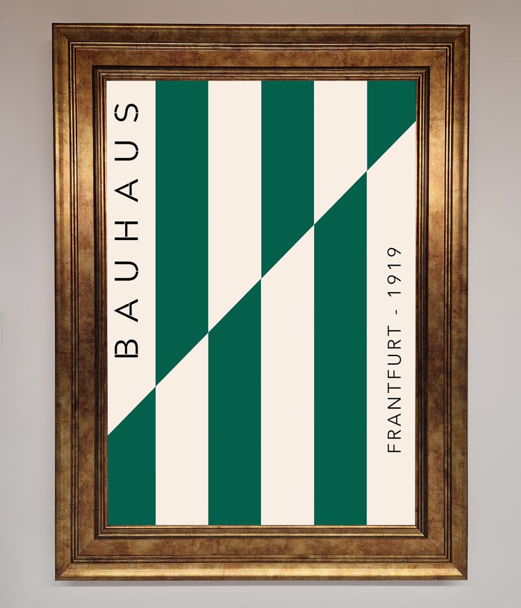 Bauhaus Green and White Framed Print