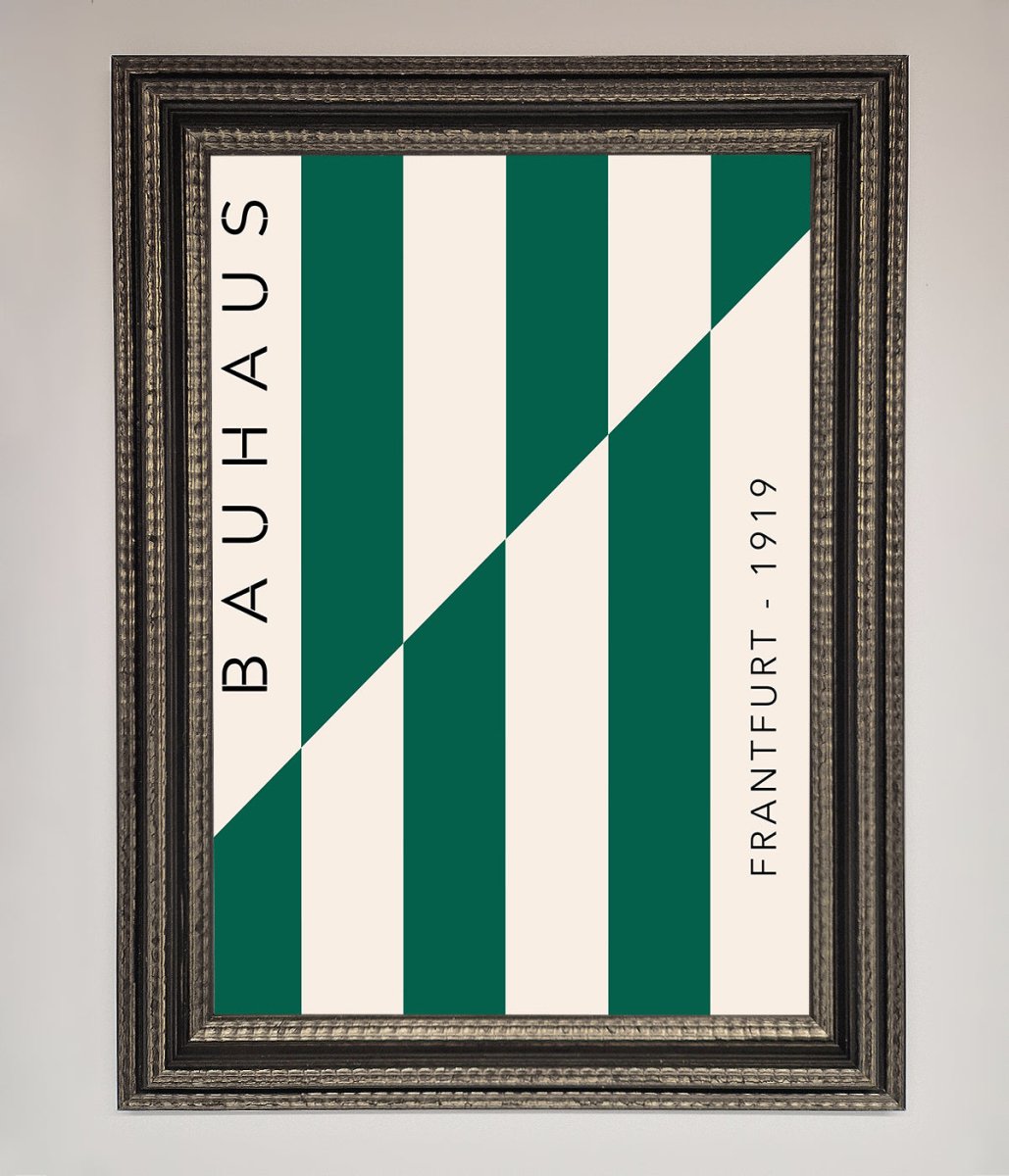 Bauhaus Green and White Framed Print