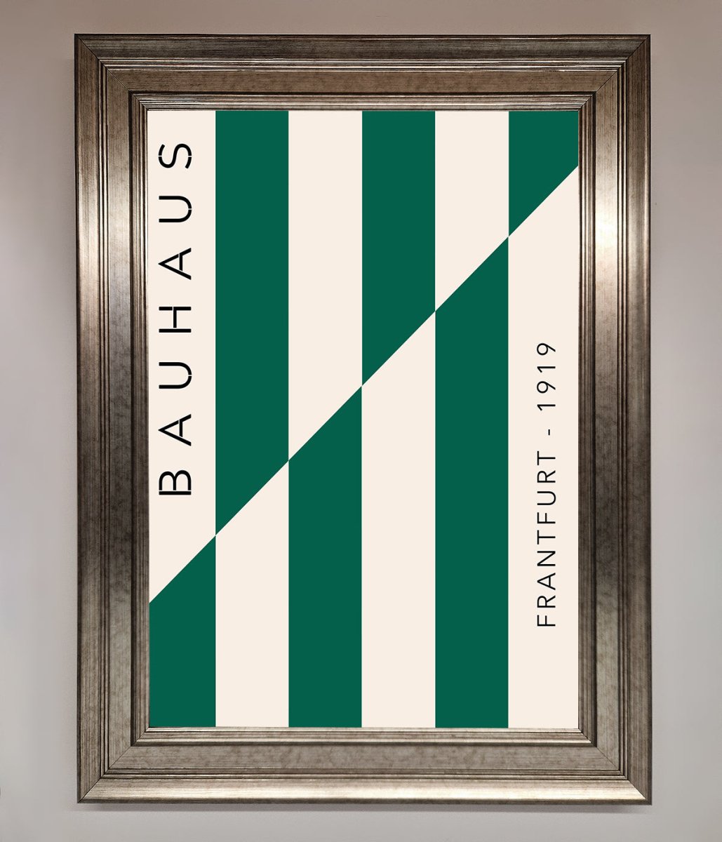 Bauhaus Green and White Framed Print