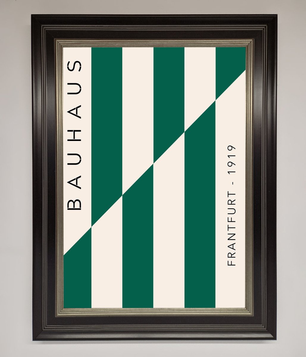 Bauhaus Green and White Framed Print