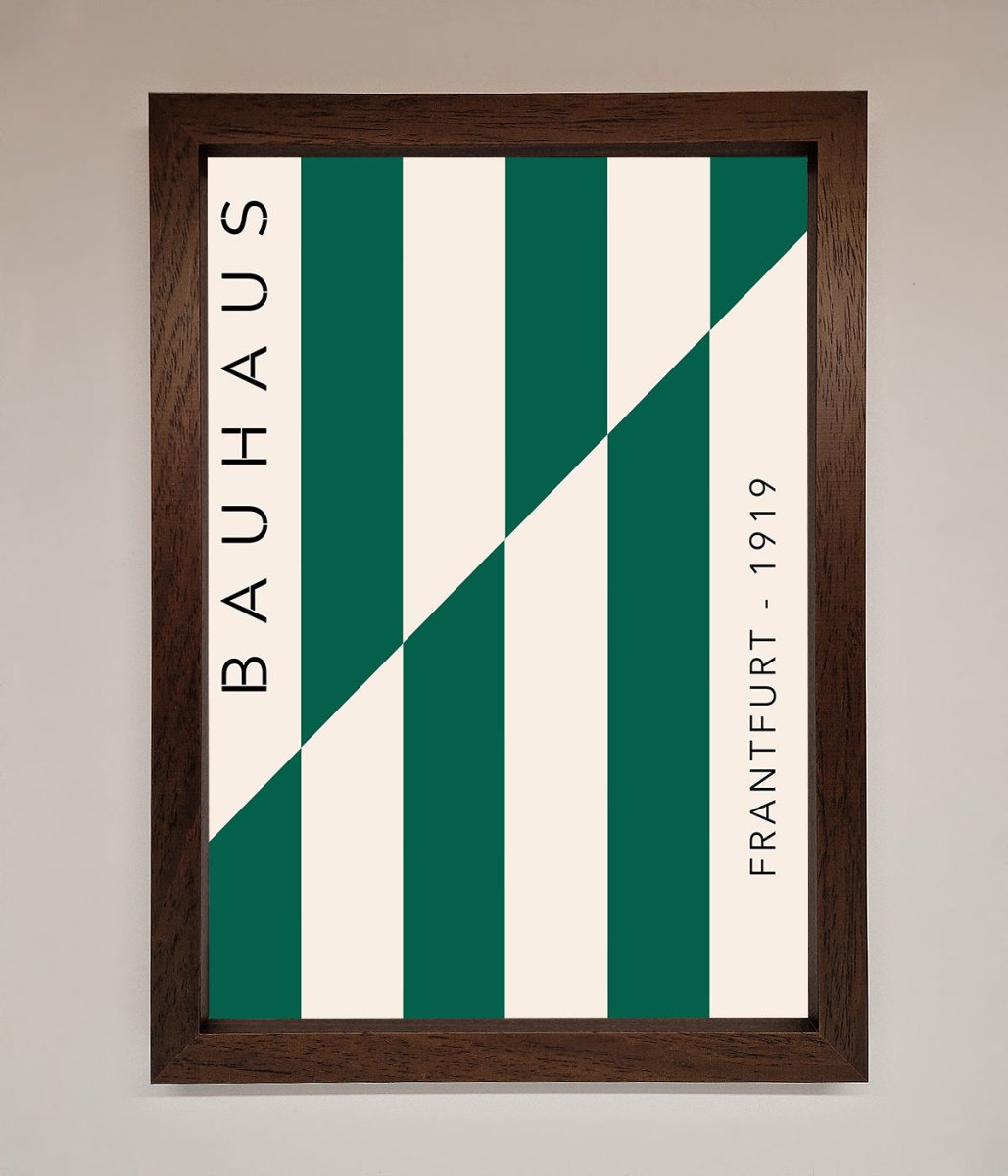 Bauhaus Green and White Framed Print