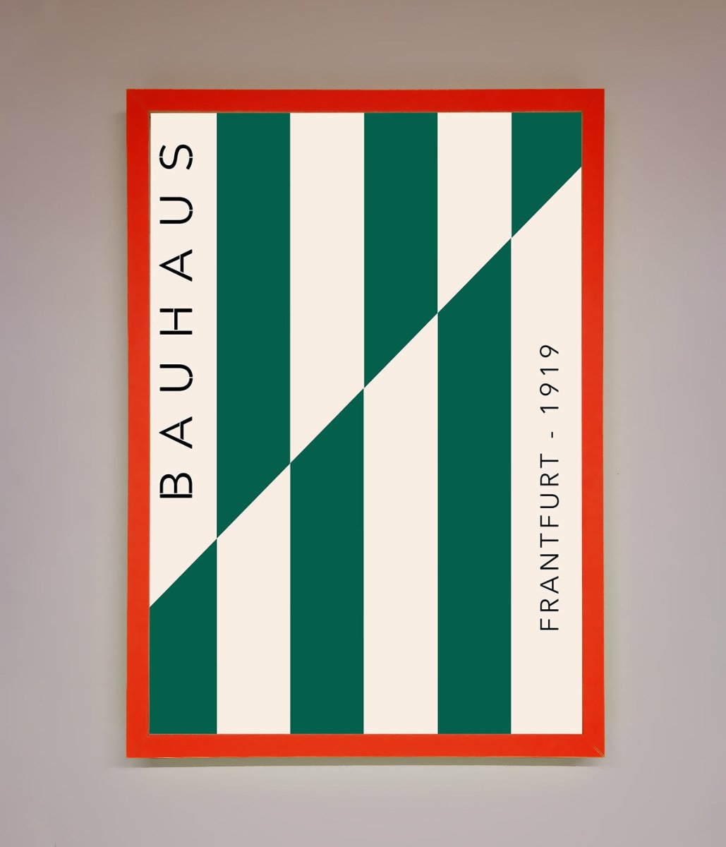 Bauhaus Green and White Framed Print
