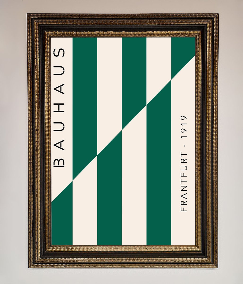 Bauhaus Green and White Framed Print