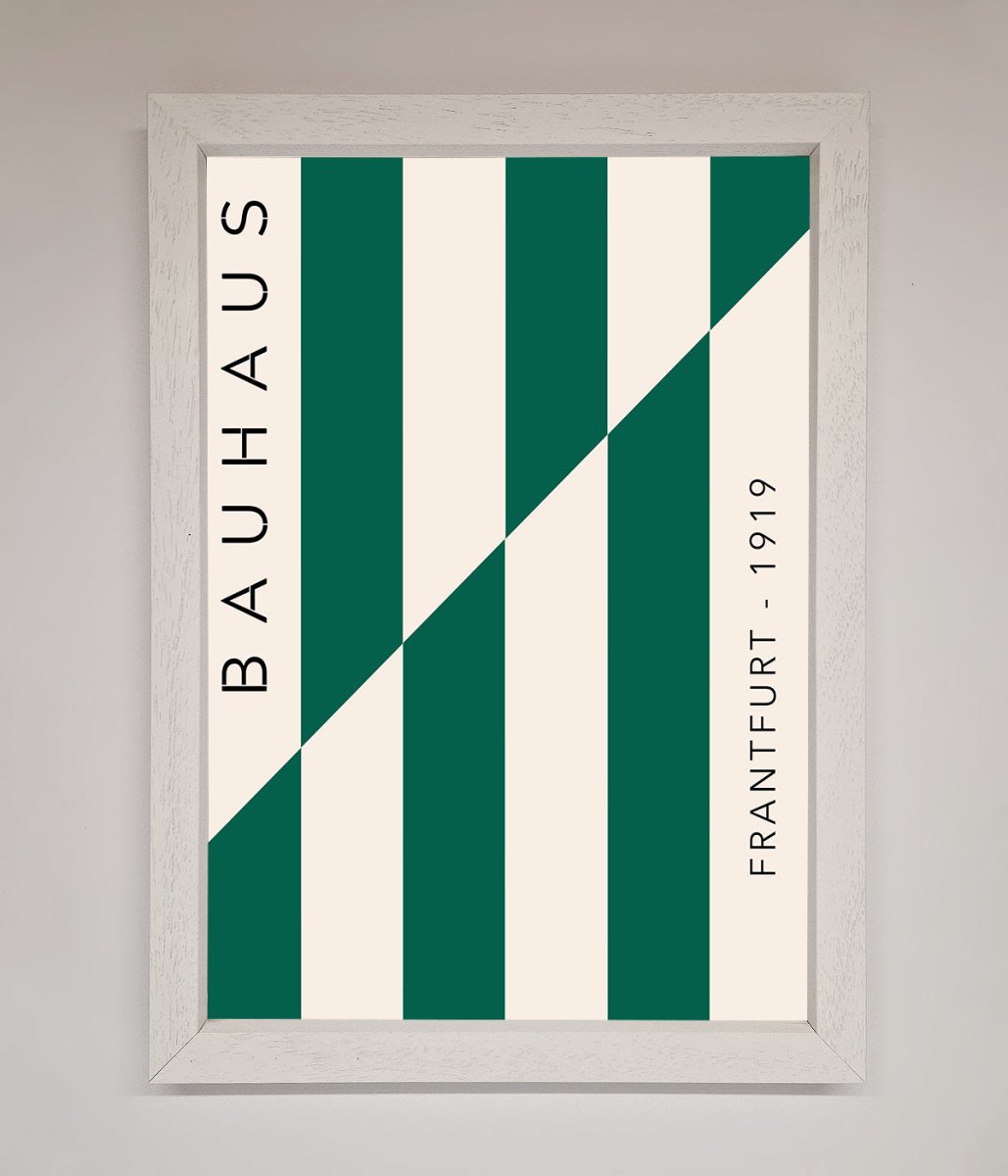 Bauhaus Green and White Framed Print