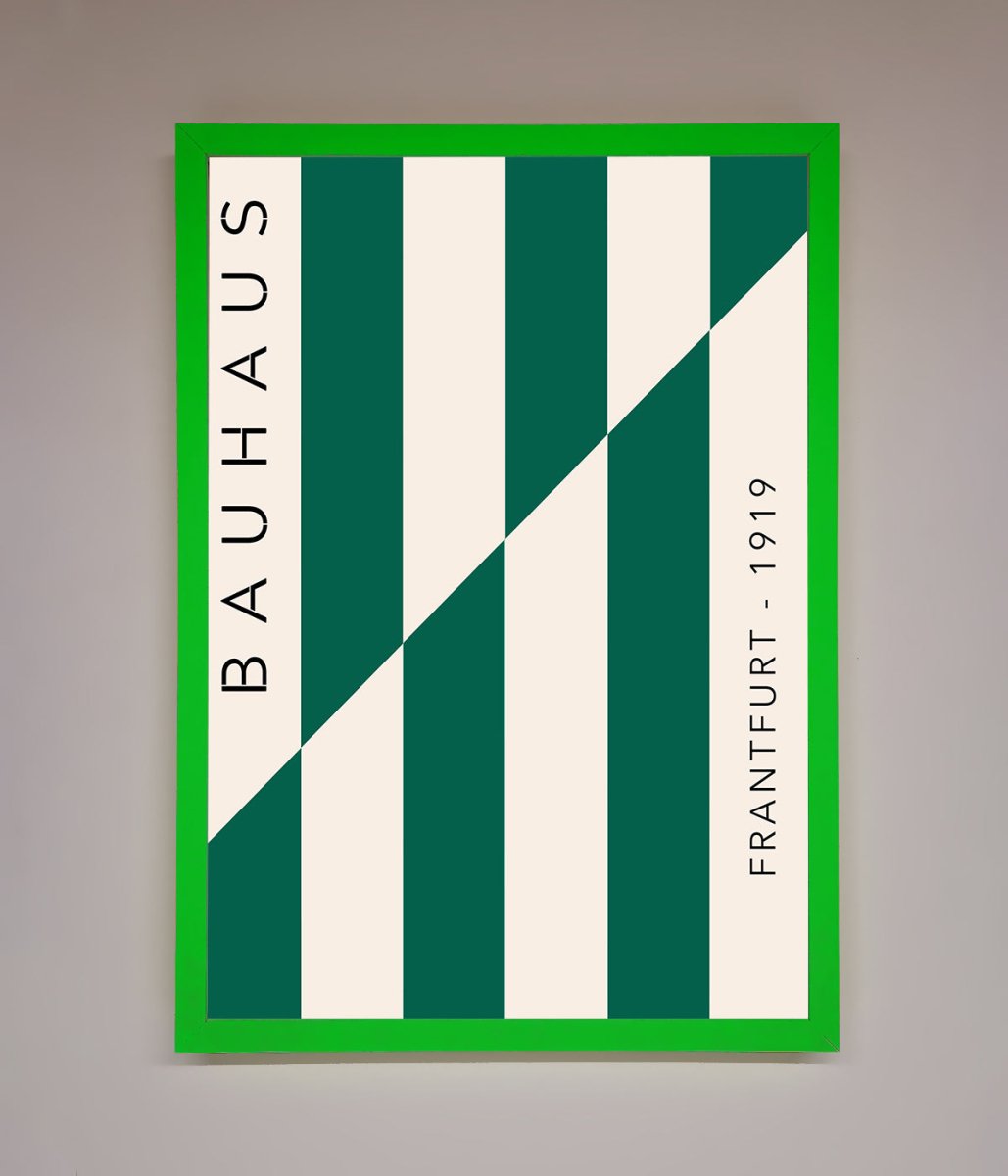 Bauhaus Green and White Framed Print