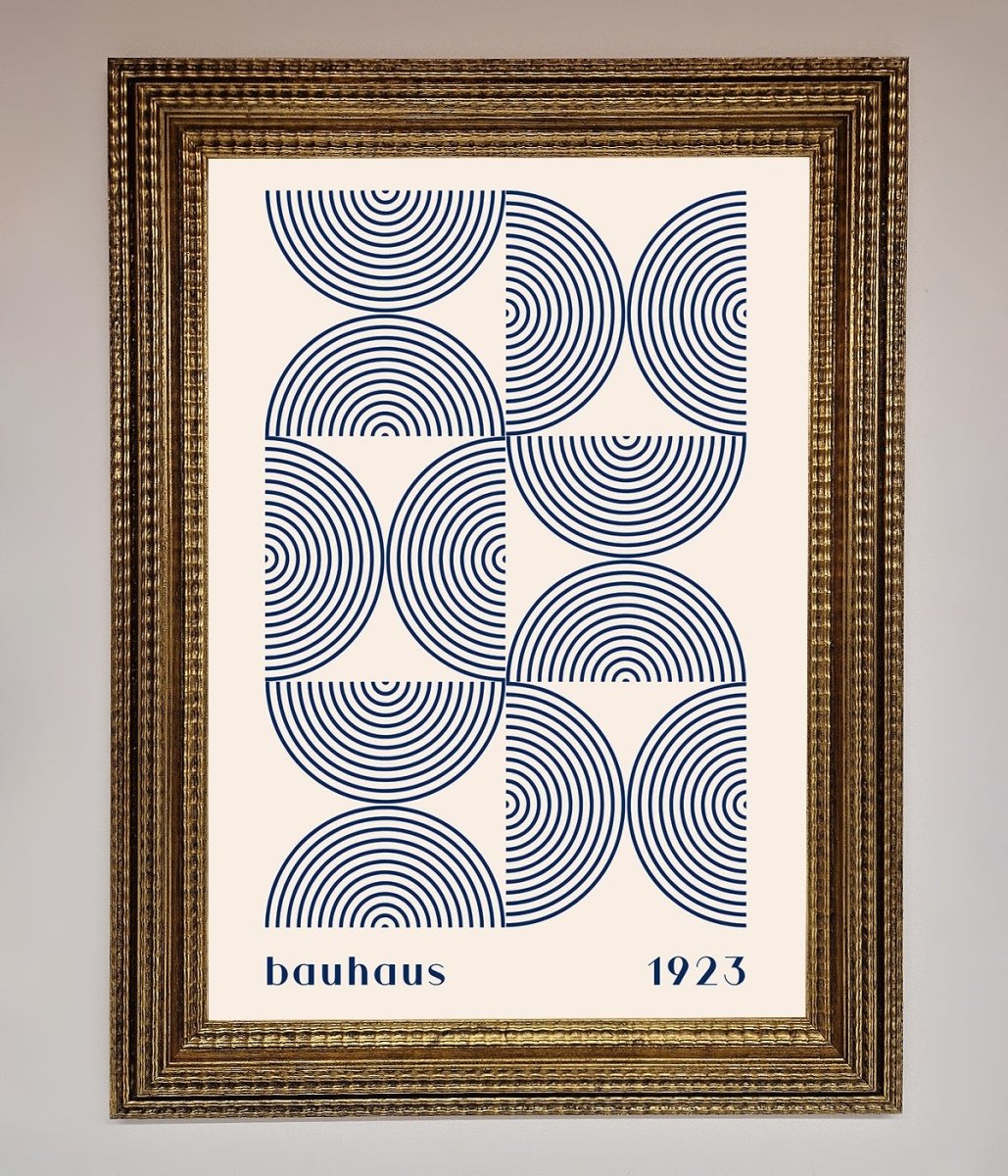 Bauhaus Print 1923 Navy Abstract Framed Poster