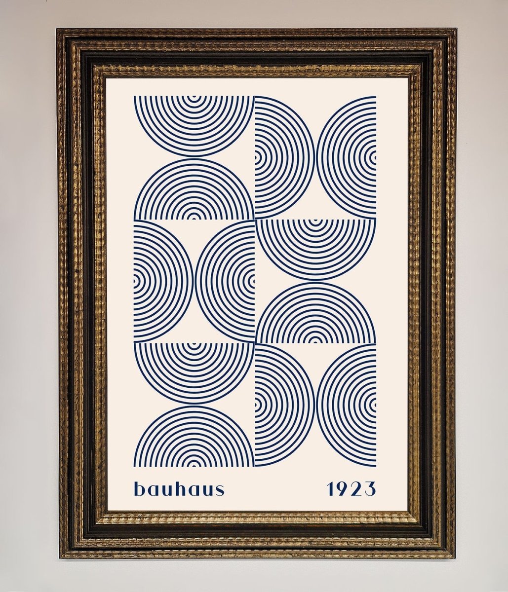 Bauhaus Print 1923 Navy Abstract Framed Poster