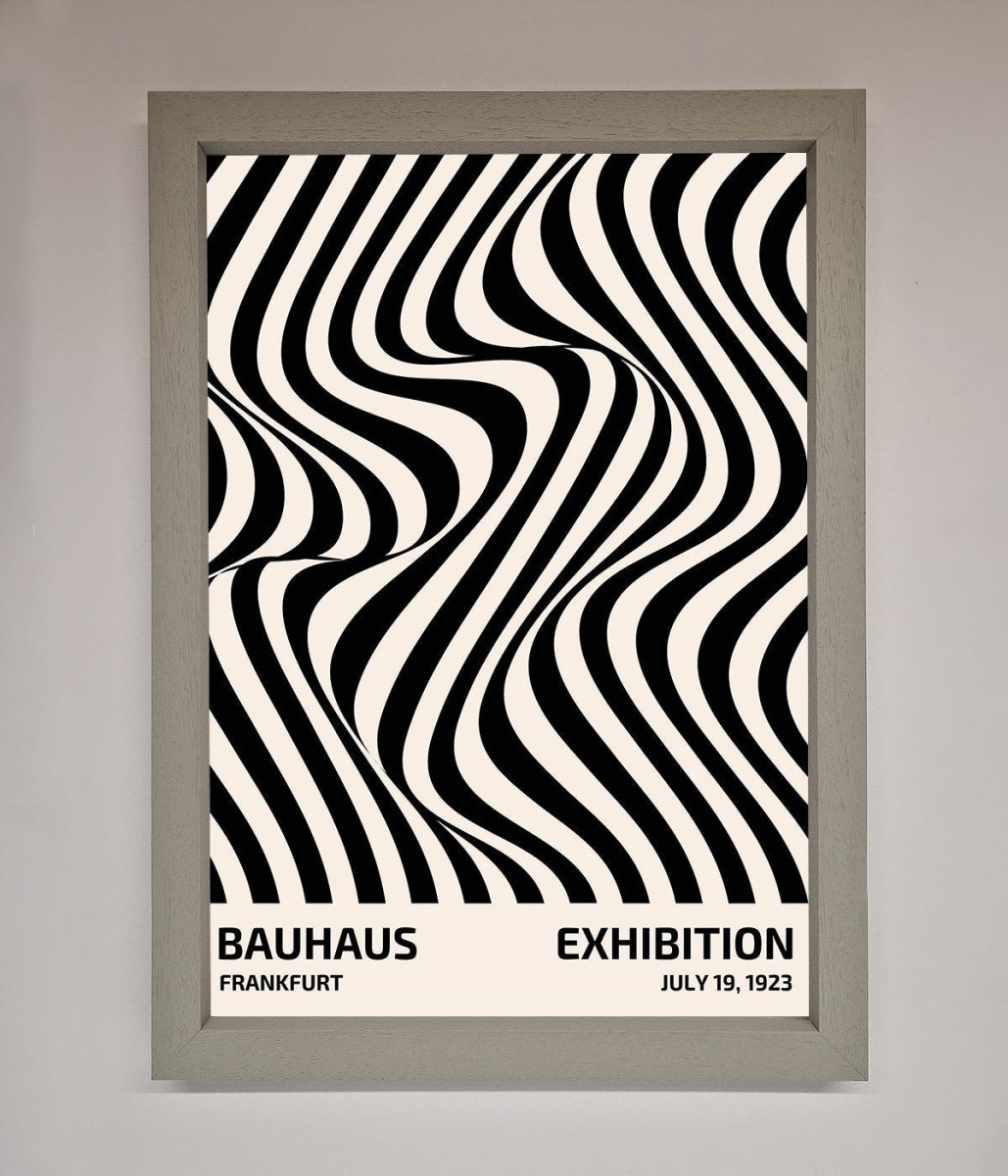 Bauhaus Wavy Black Lines Framed Poster