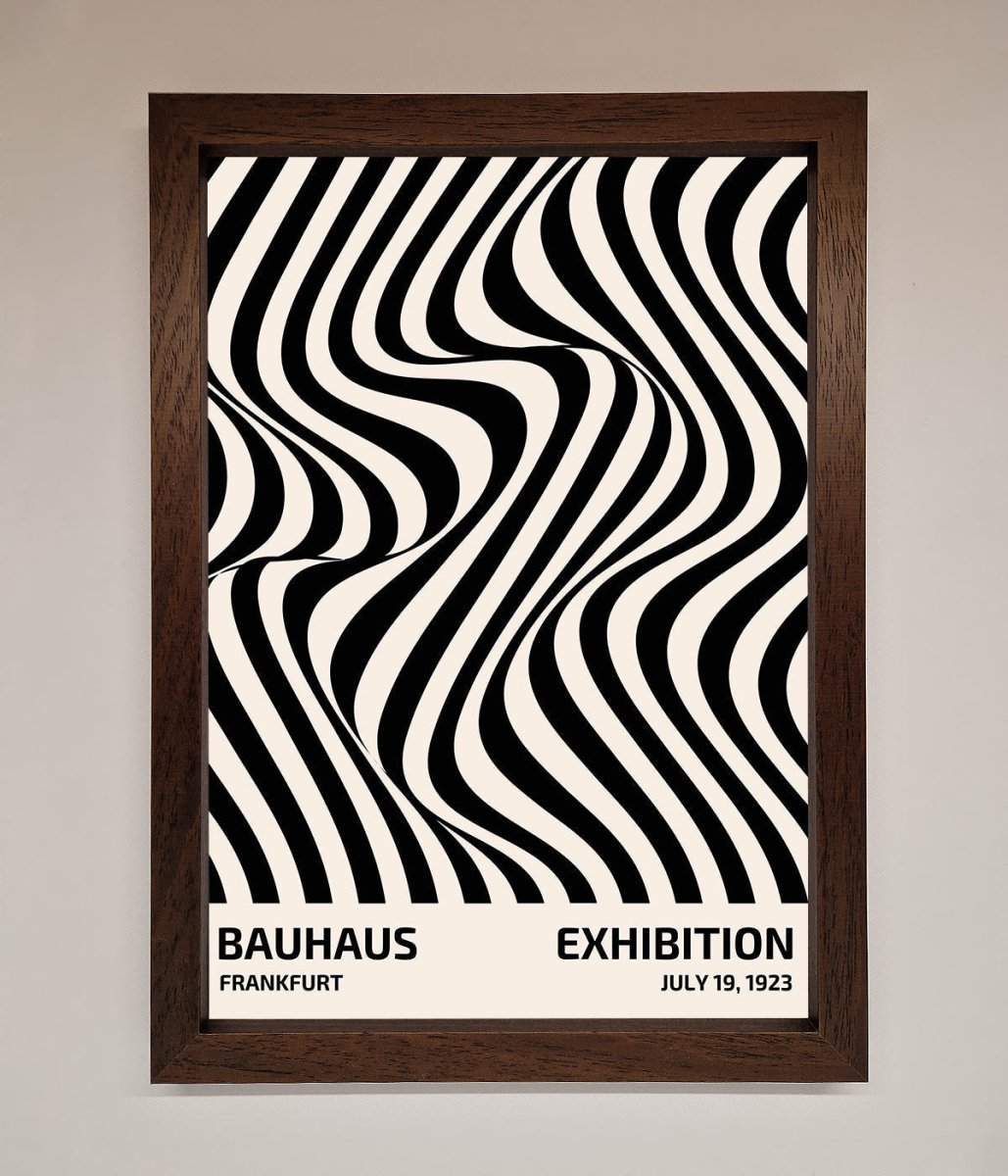 Bauhaus Wavy Black Lines Framed Poster