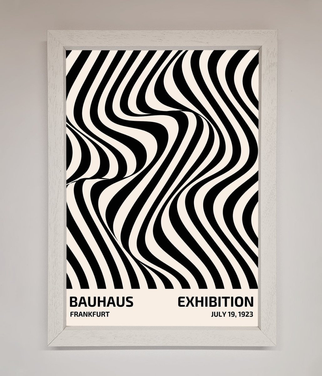 Bauhaus Wavy Black Lines Framed Poster