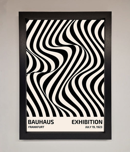 Bauhaus Wavy Black Lines Framed Poster