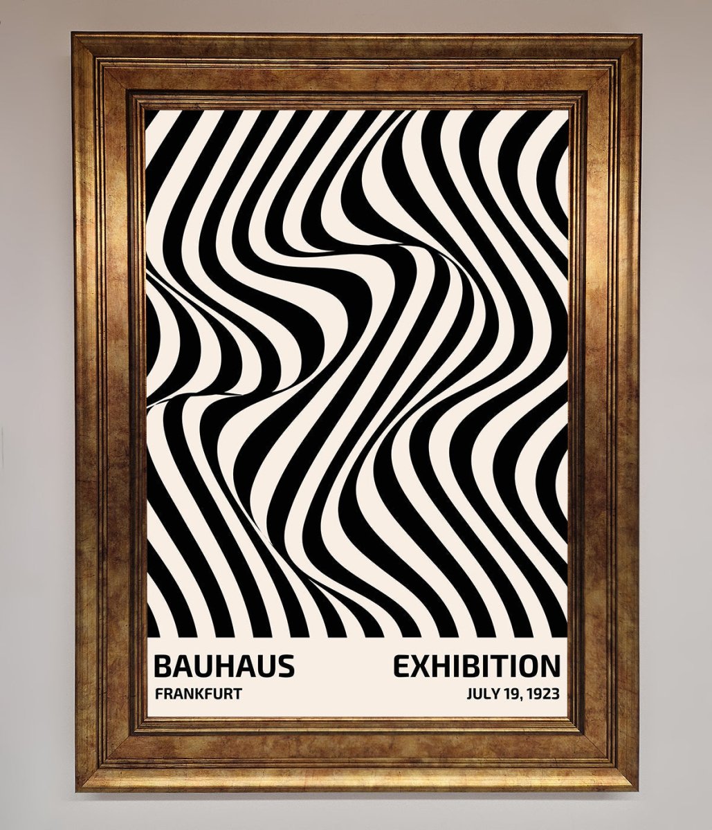 Bauhaus Wavy Black Lines Framed Poster
