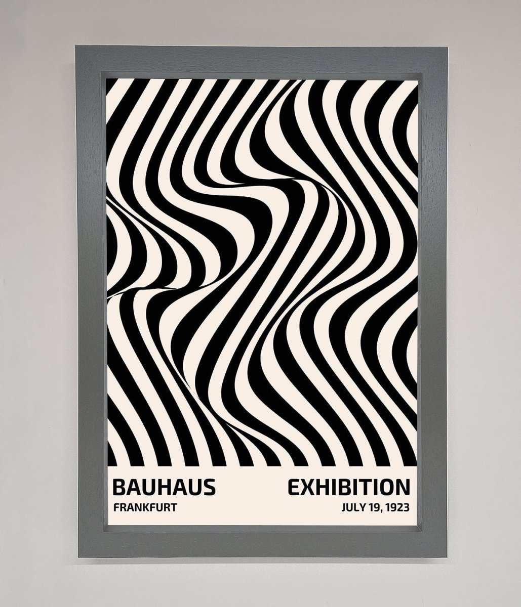 Bauhaus Wavy Black Lines Framed Poster