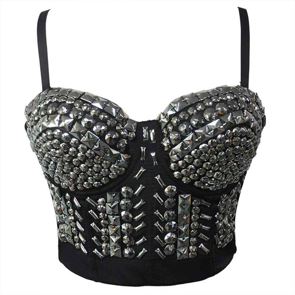 Sequin Beaded Bra, Singer Dancer Performer Costume Punk Style