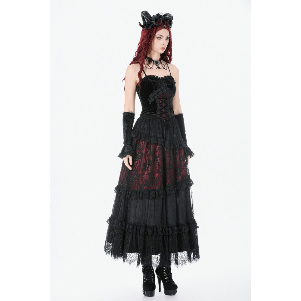 Dark in Love Dark Spliced Lace Maxi Skirt