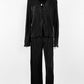 Long-Sleeve Woollen Fine RIb Knit Women's Pants Suit