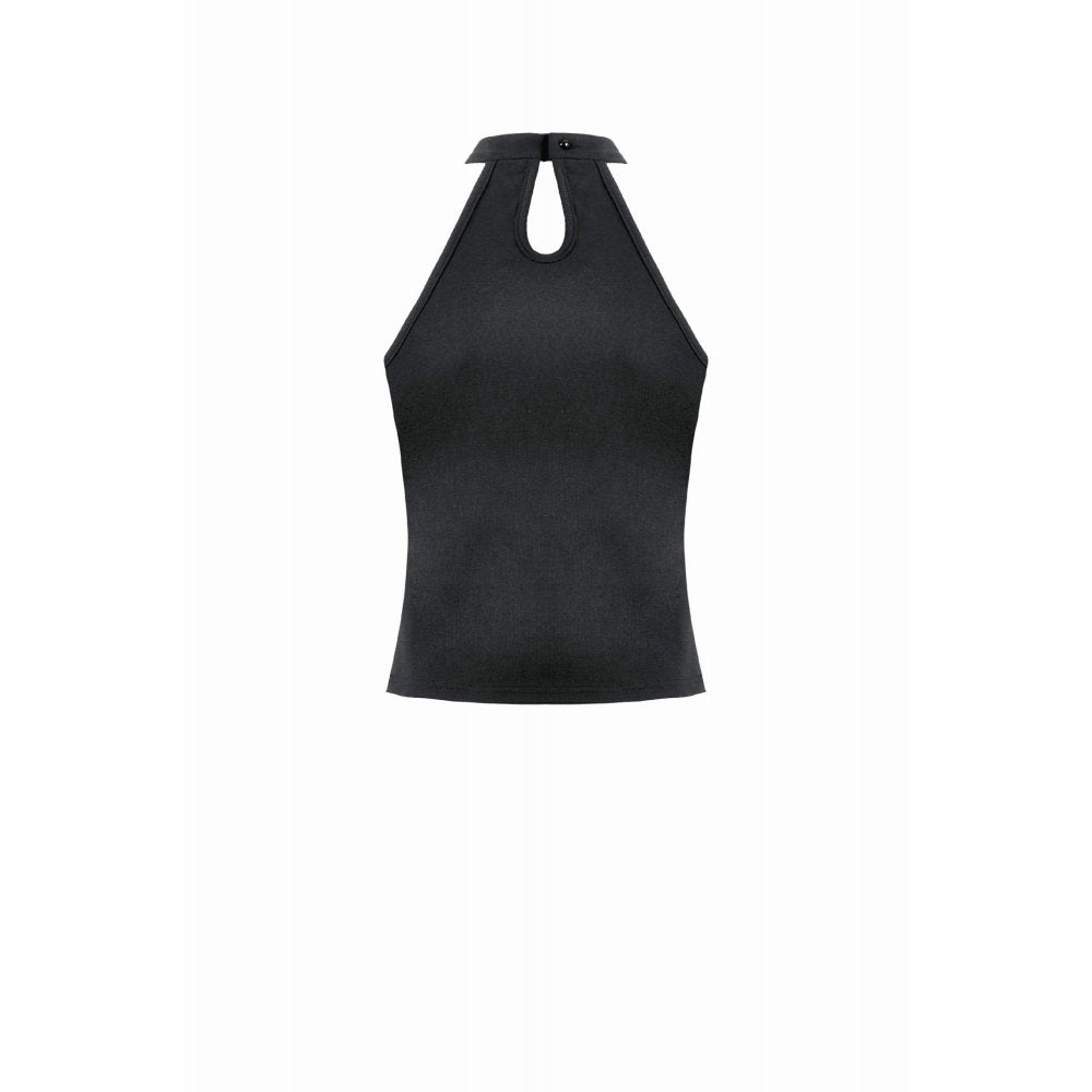 Dark in Love Bondage Mesh-Panel Buckle Halter Top