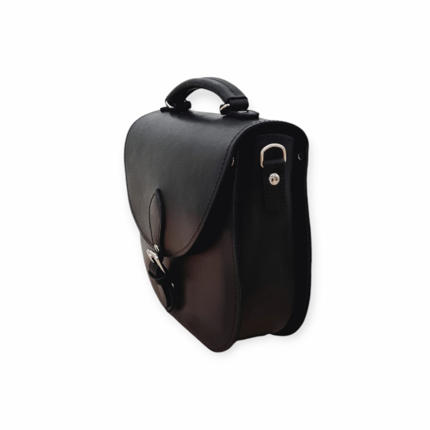 Handmade Tannery Leather Saddle Bag in Black
