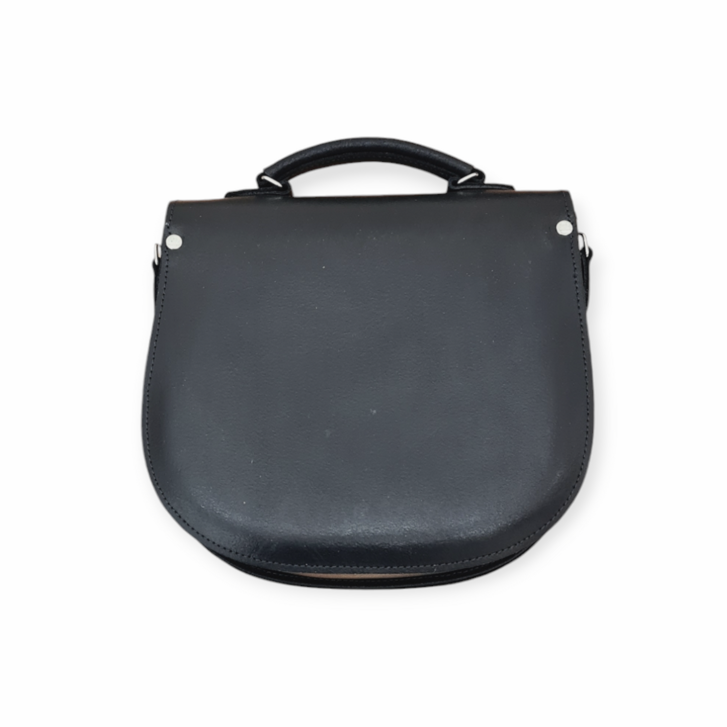 Handmade Tannery Leather Saddle Bag in Black