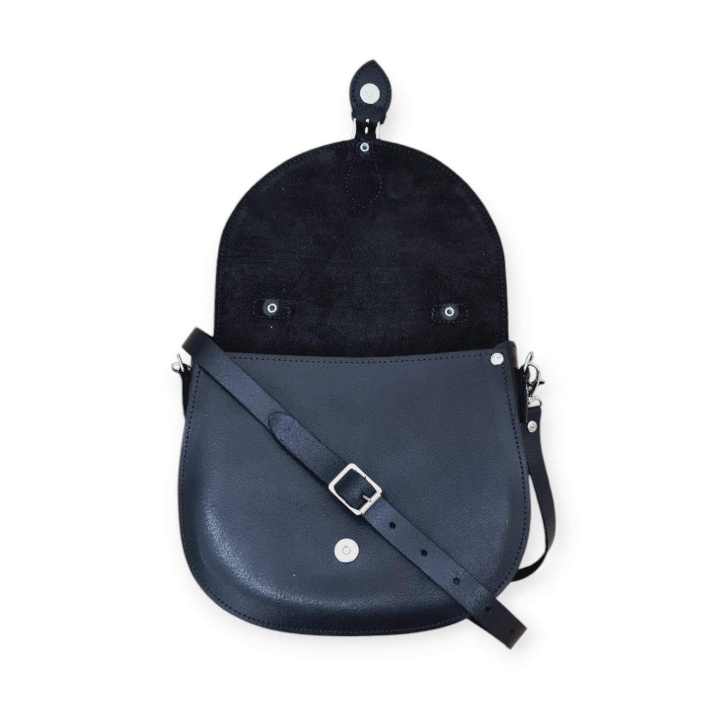 Handmade Tannery Leather Saddle Bag in Black