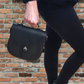 Handmade Tannery Leather Saddle Bag in Black