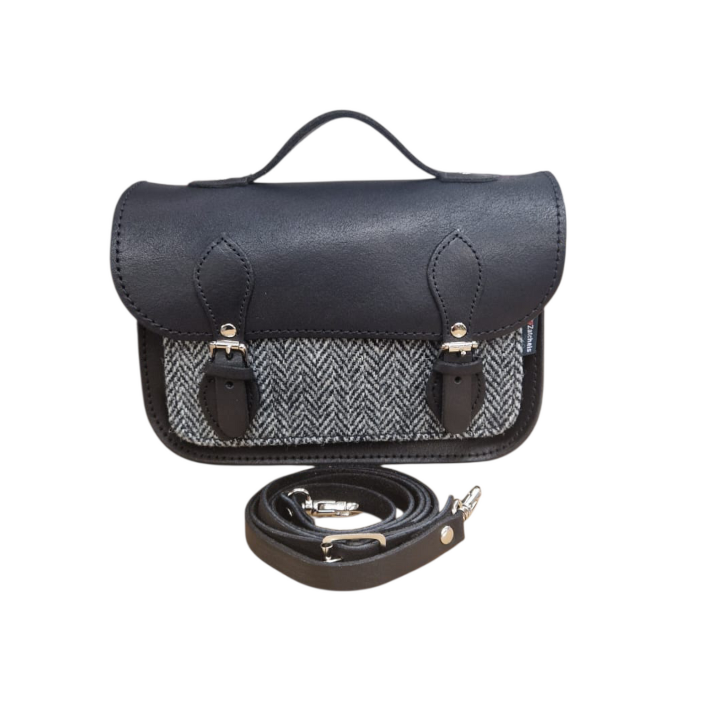 Midi Tannery & Tweed Satchel in Black