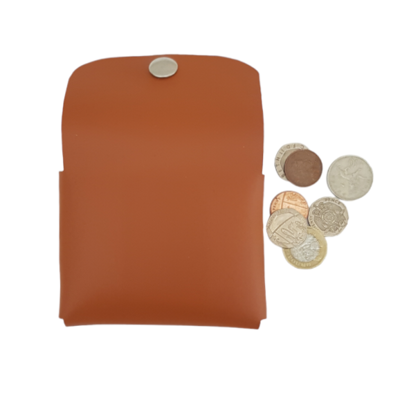 Handmade Leather Simple Coin Purse in Burnt Orange