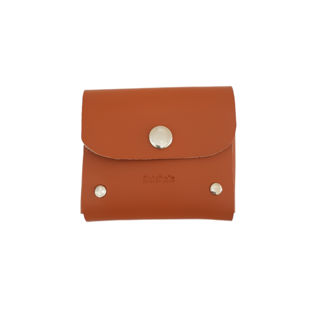 Handmade Leather Simple Coin Purse in Burnt Orange