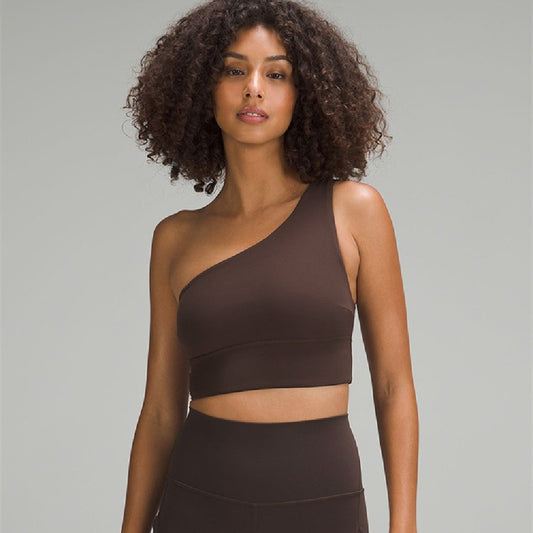 Women's Seamless One-Shoulder Vest and Shorts