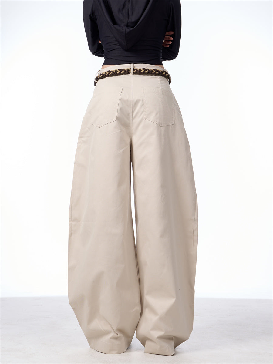 Vireous Retro Artist Women's Very Wide Leg Pants with Belt