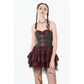 Dark in Love Red-Black Plaid Leather-Layered Punk Sweetcore Dress