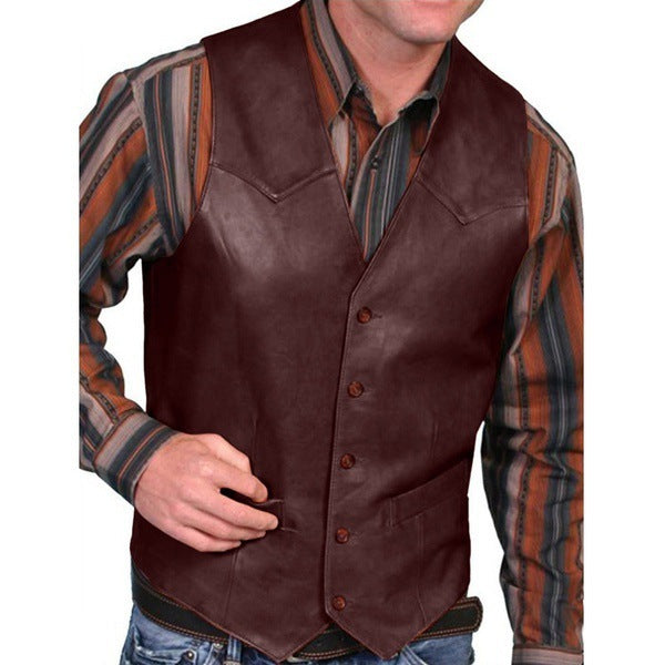 Men's Faux Leather Waistcoat