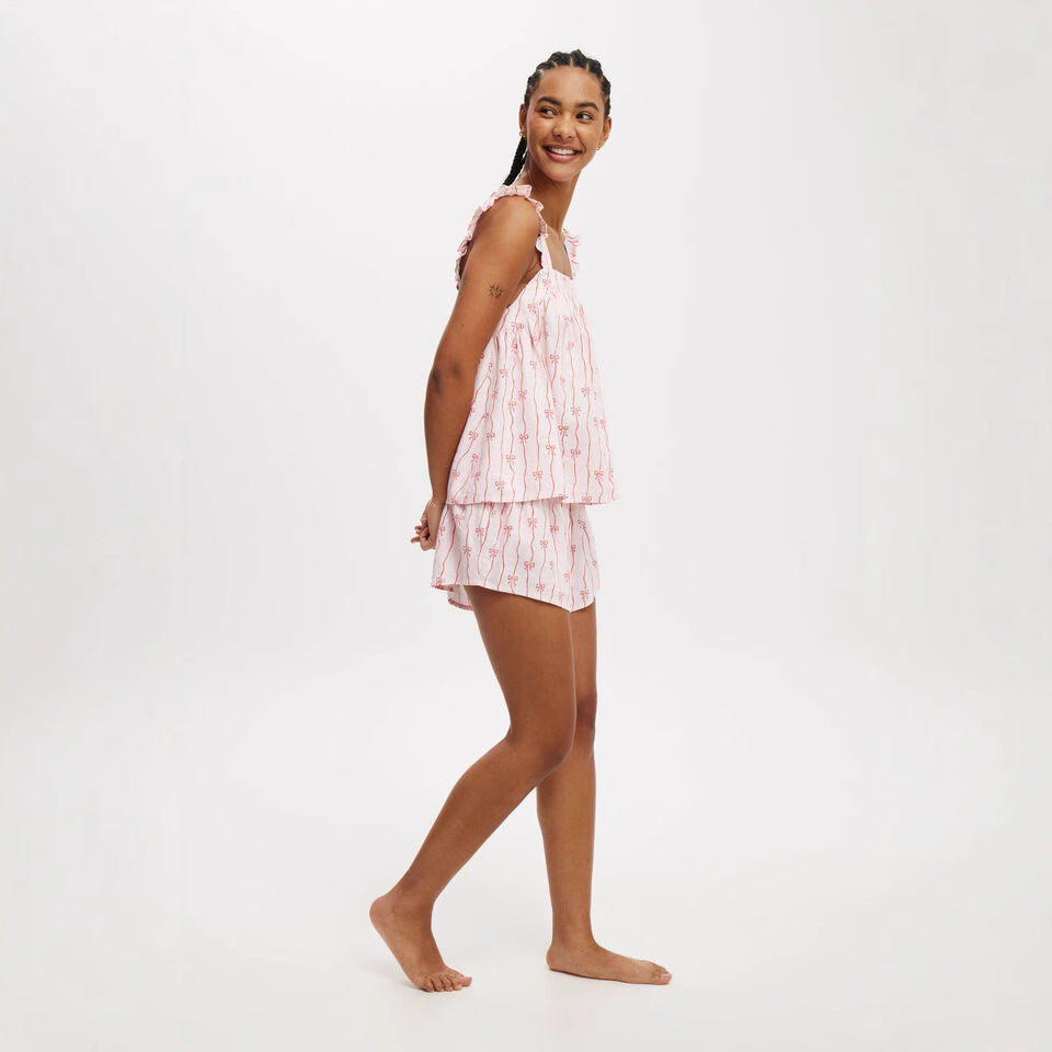 Women's Casual Ruffle-Trimmed Cami and Shorts Set