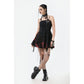 Dark in Love Nyssa Black and Red Strap Detail Goth Mini Dress