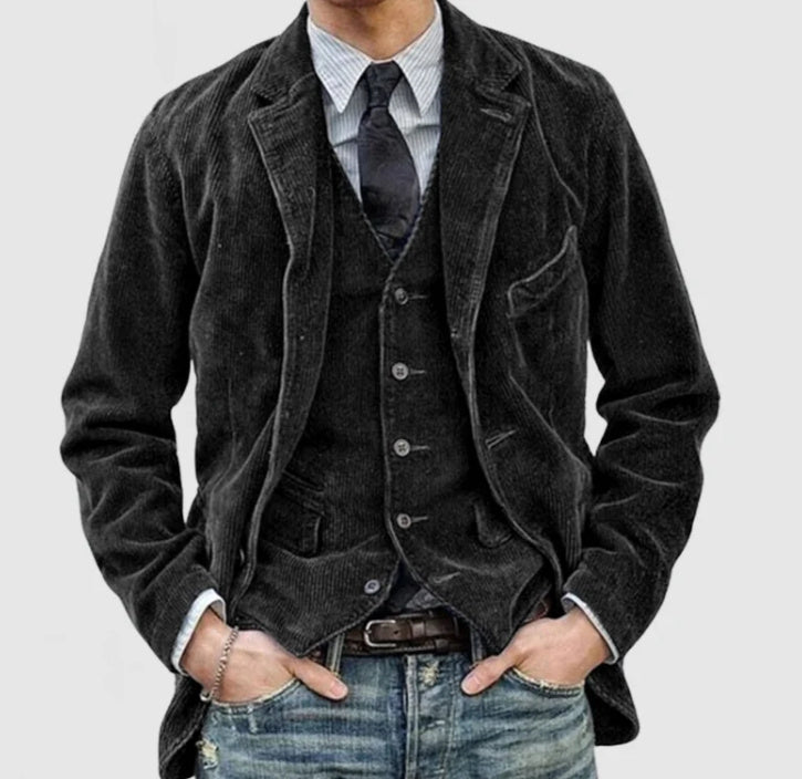 Men's Classic Warm Corduroy Jacket and Waistcoat