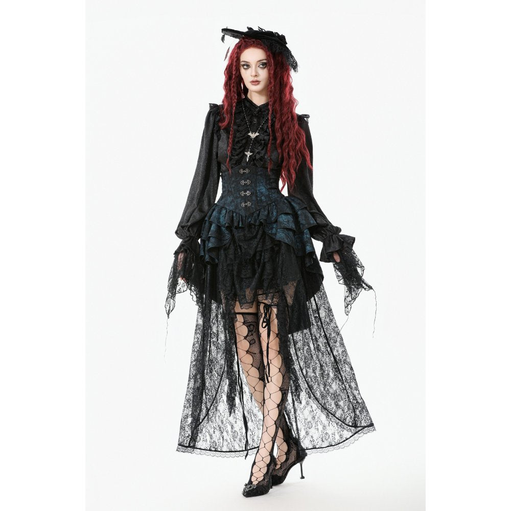 Dark in Love Sabina High-Low Sheer Lace Skirt in Black