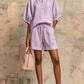 Summer Fashion Cotton-Linen Lantern-Sleeve Shirt and Drawstring Shorts Set