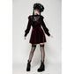 Dark in Love Verity Burgundy Velvet Dress with Black Gothic Lace