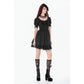 Dark in Love Gothic Lace Square-Neck Puff-Sleeve Dress