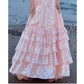 Vireous Soft Luxury Pink Layered Evening Dress