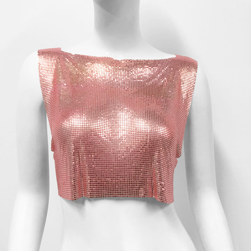 Women's Sequin Top, Sweet and Spicy Style Cropped Vest