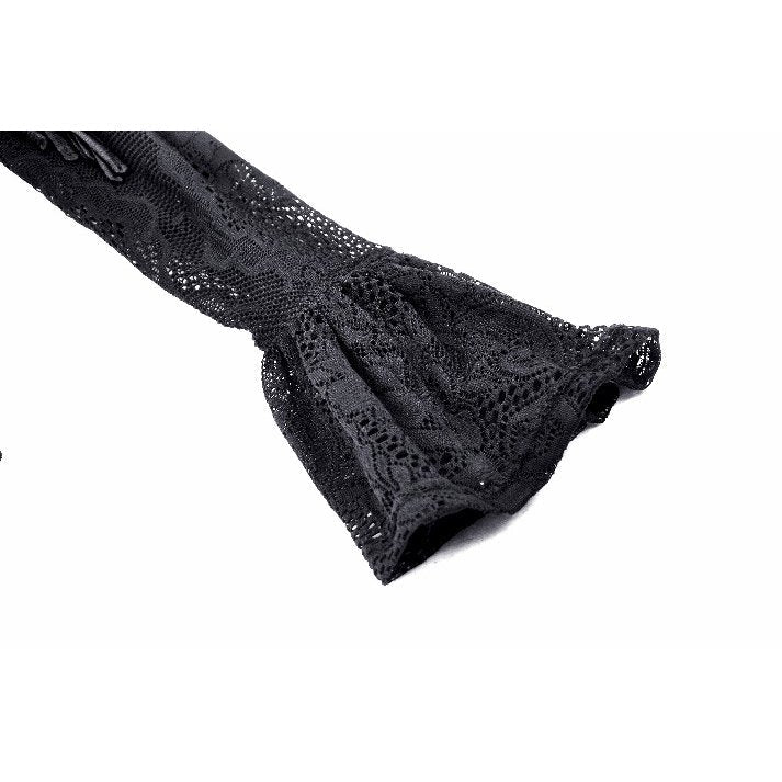 Dark in Love Fleur Gothic Rose-Embossed Velvet Long-Sleeve Top