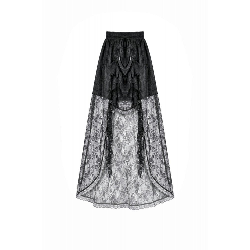 Dark in Love Sabina High-Low Sheer Lace Skirt in Black