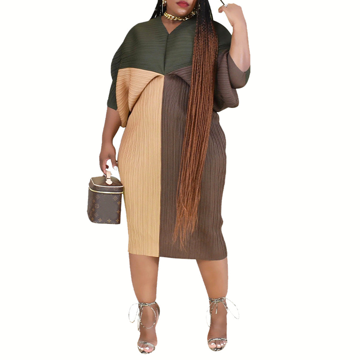 strapless open back dress Vireous Plus Size Women's Pleated Batwing Sleeve Dress – Vireous.Shop