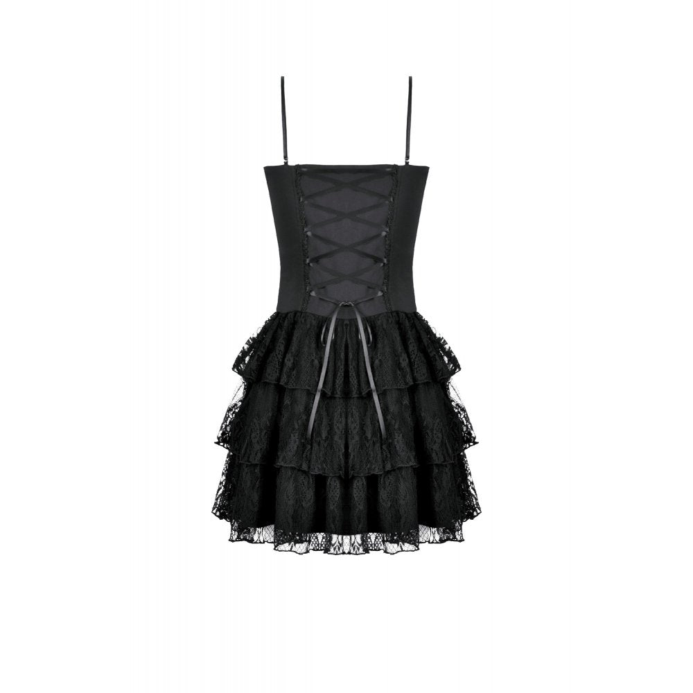 Dark in Love Crimson Shadow Layered-Lace Cake Dress