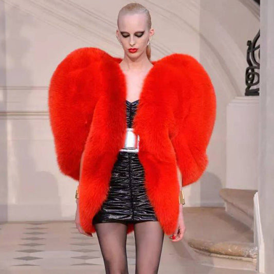 Women's Avant Garde Catwalk Fur Cloak Coat
