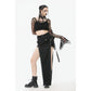 Dark in Love Morana Mesh Crochet-Knit Bell Sleeve Crop Top