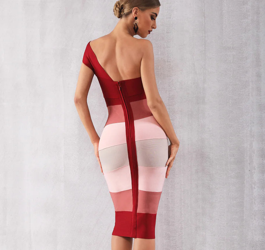 Vireous Bold Red Strap Dress, Sexy Bandage Dress