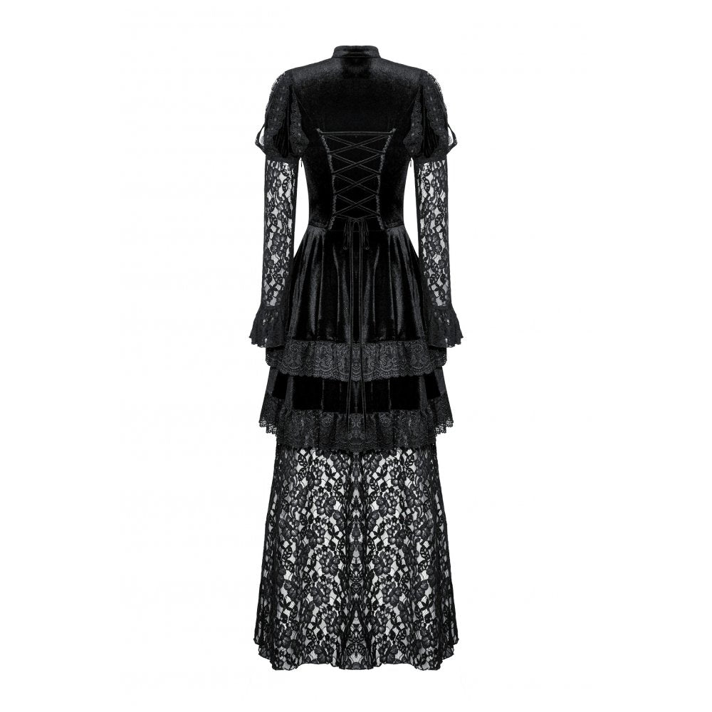 Dark in Love Onyx Romantic Gothic Velvet Lace Princess Gown
